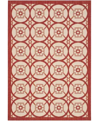 Safavieh Courtyard CY7476 Beige and Red 5'3" x 7'7" Sisal Weave Outdoor Area Rug