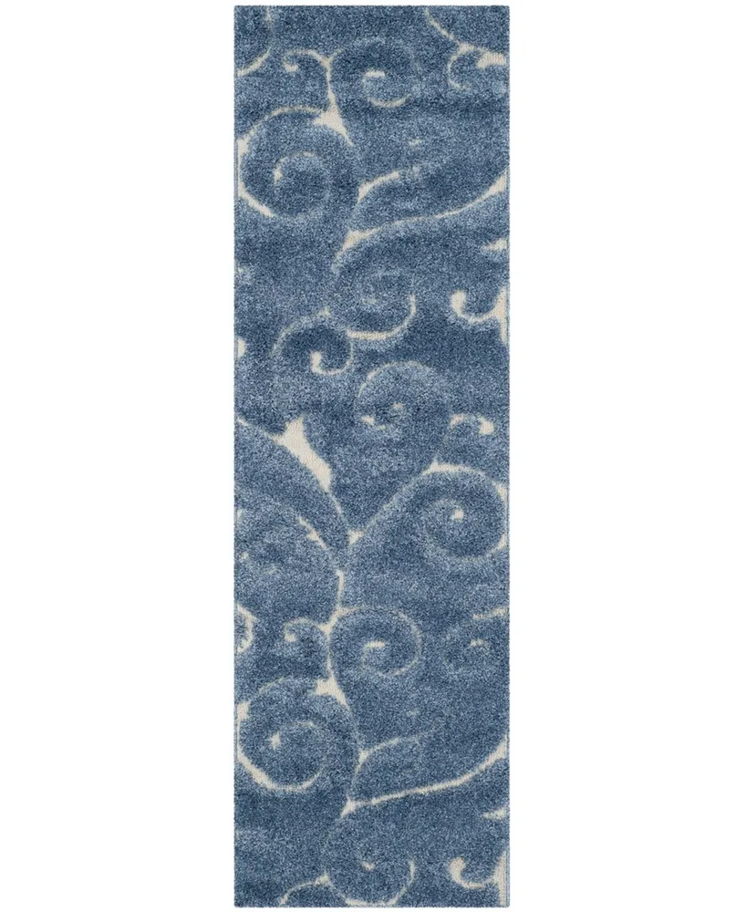 Safavieh Florida Shag SG455 Light Blue and Cream 2'3" x 6'6" Area Rug