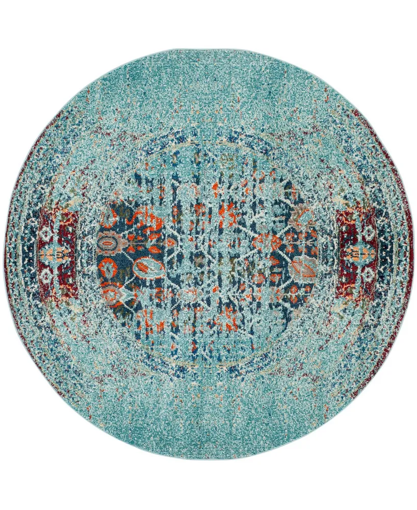 Safavieh Monaco MNC208 Blue and Multi 9' x 9' Round Area Rug