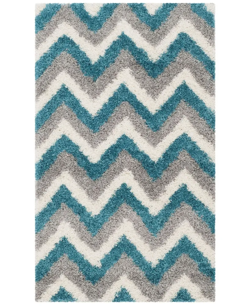 Safavieh Shag Kids SGK568 Ivory and Blue 2'3" x 5' Area Rug