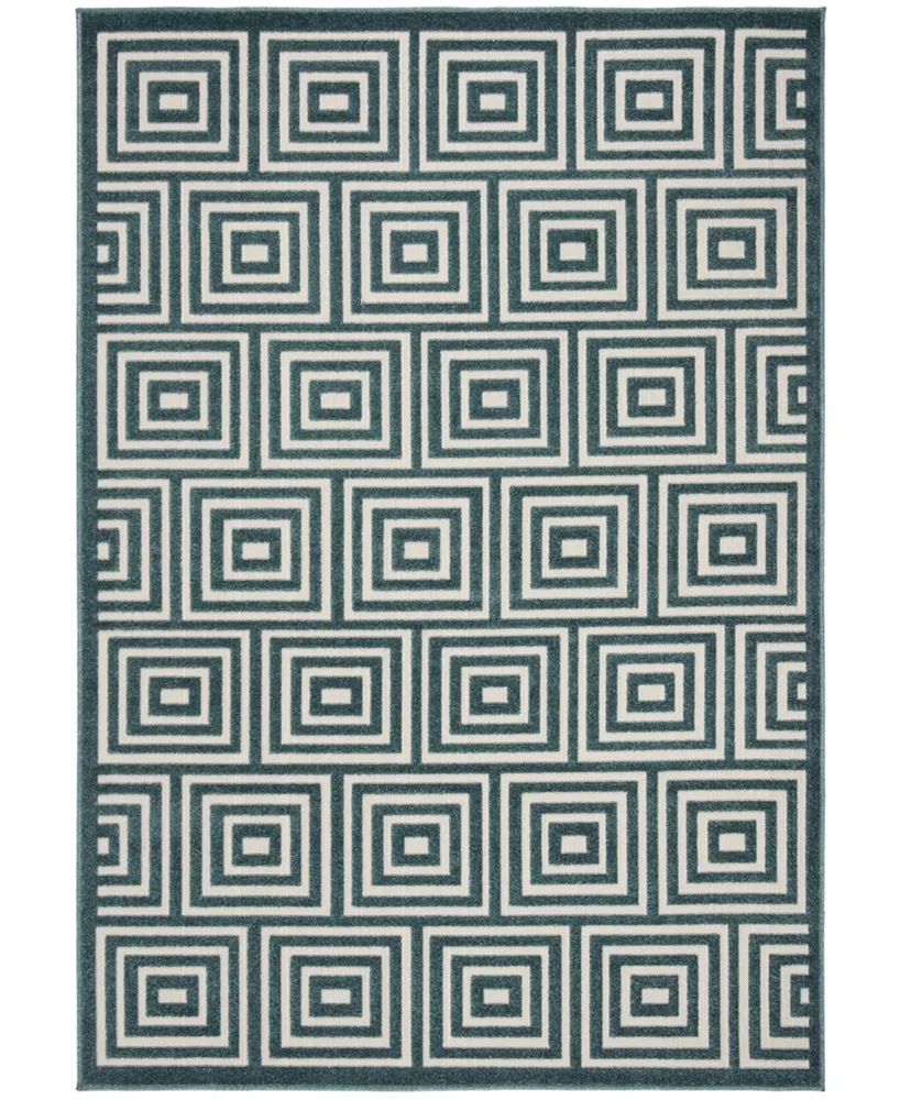 Safavieh Cottage COT941 Cream and Turquoise 6'7" x 9'6" Outdoor Area Rug