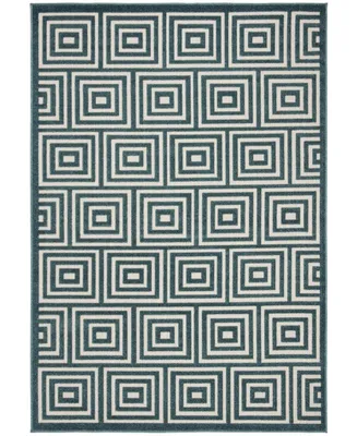 Safavieh Cottage COT941 Cream and Turquoise 6'7" x 9'6" Outdoor Area Rug