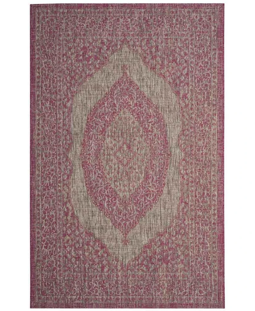 Safavieh Courtyard CY8751 Light Gray and Fuchsia 8' x 11' Sisal Weave Outdoor Area Rug