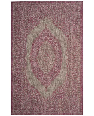 Safavieh Courtyard CY8751 Light Gray and Fuchsia 8' x 11' Sisal Weave Outdoor Area Rug