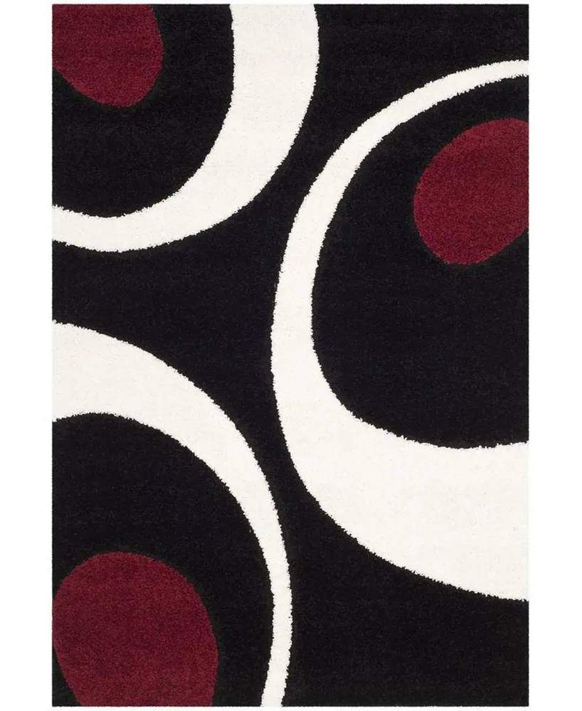 Safavieh Florida Shag SG474 Black and Ivory 5'3" x 7'6" Area Rug