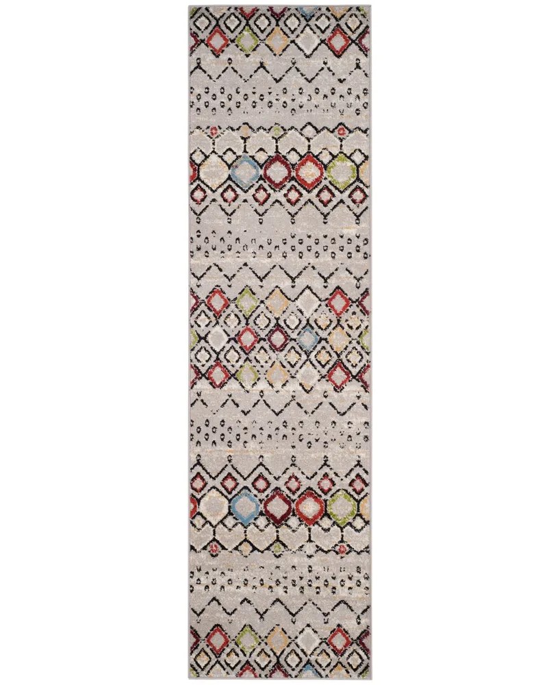 Safavieh Amsterdam Light Grey and Multi 2'3" x 14' Runner Outdoor Area Rug