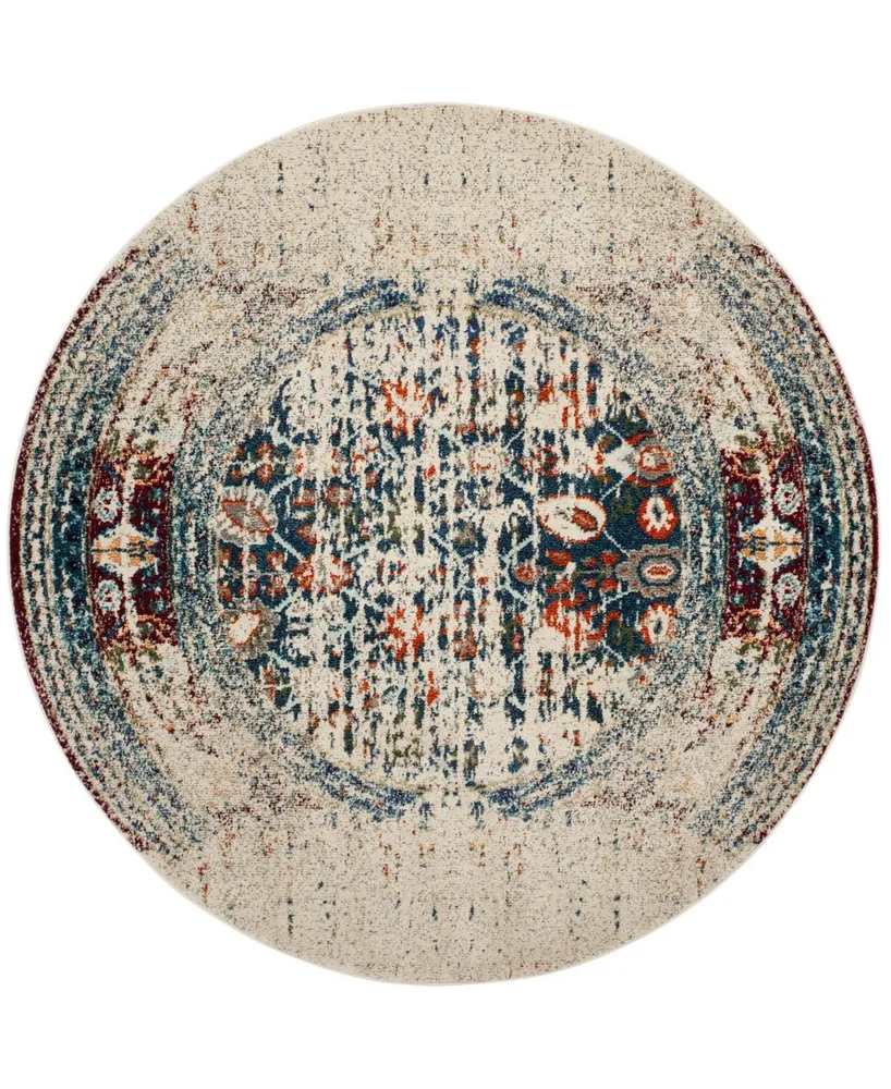 Safavieh Monaco Ivory and Blue 3' x 3' Round Area Rug