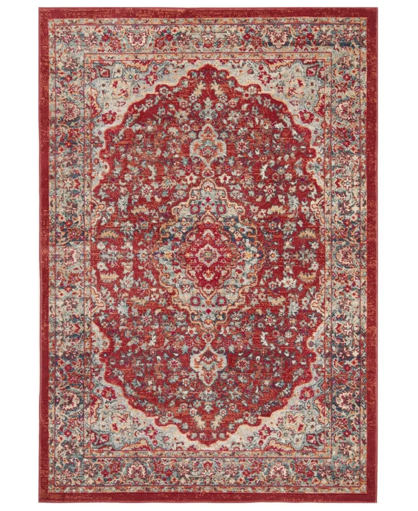 Safavieh Merlot MER311 Red and Aqua 5'3" x 7" Area Rug