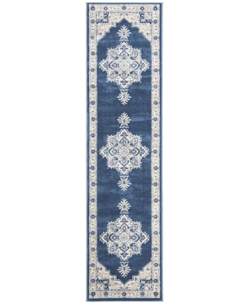 Safavieh Brentwood BNT865 Navy and Creme 2' x 12' Sisal Weave Runner Area Rug