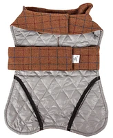 Touchdog 2-in-1 Windowpane Plaided Dog Jacket with Matching Reversible Mat