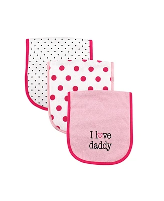 Luvable Friends Baby Girl Cotton Burp Cloths with Fiber Filling 3pk, Paris, One