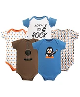 Luvable Friends Baby Girls Cotton Bodysuits 5pk, Festival, 9-12 Months