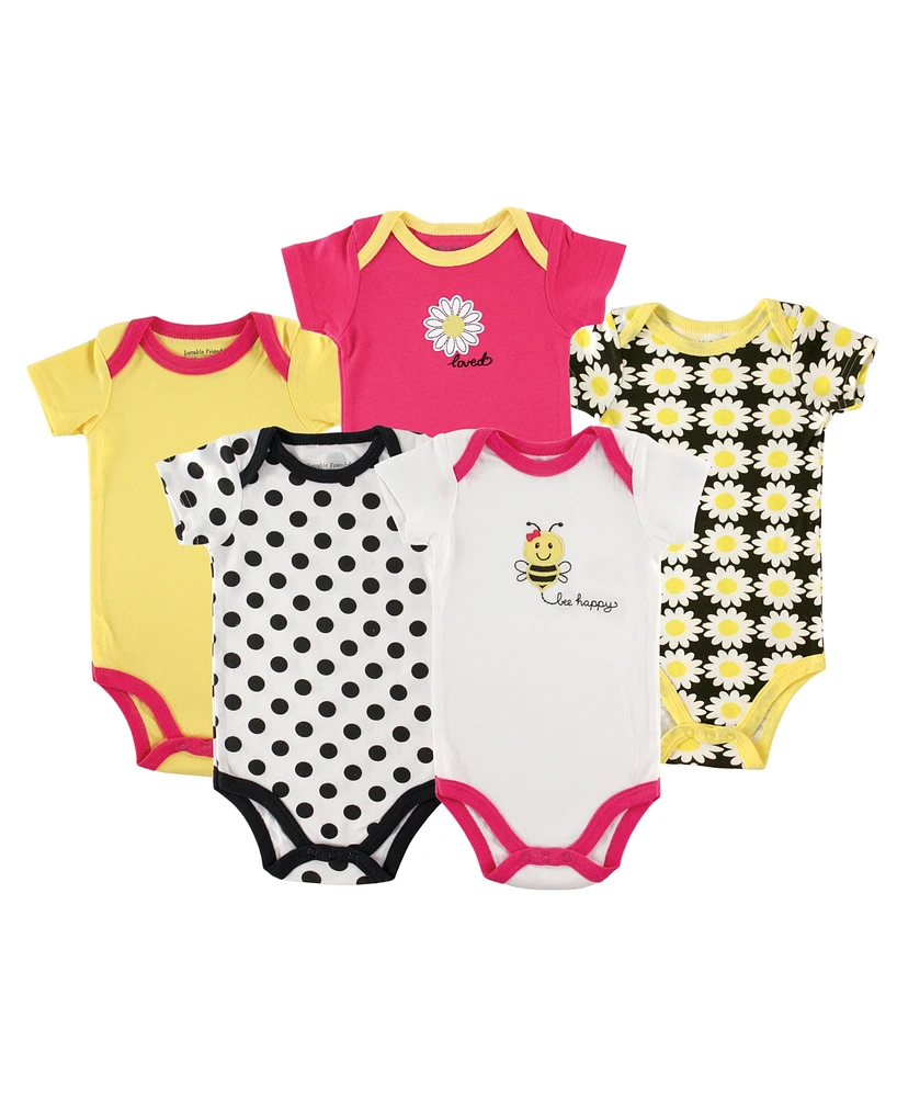 Luvable Friends Big Girls Plus Cotton Bodysuits 5pk, Bee, 18-24 Months