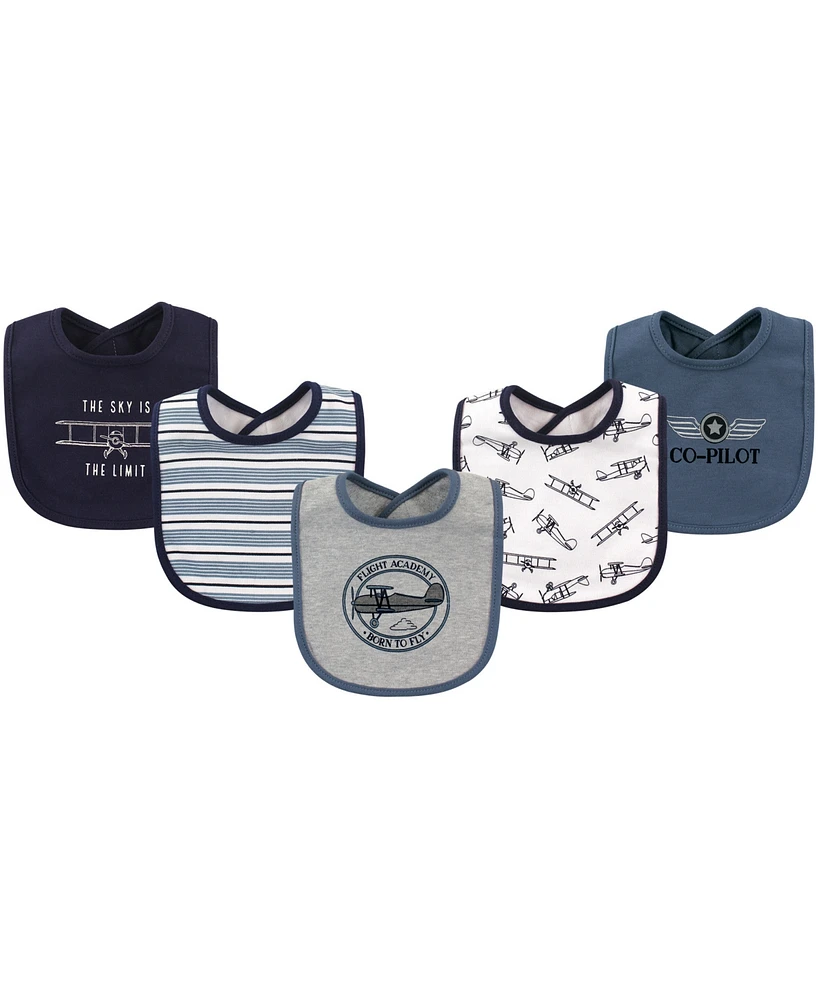 Hudson Baby Infant Boy Cotton Bibs 5pk, Forest, One