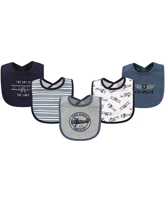 Hudson Baby Infant Boy Cotton Bibs 5pk, Forest, One