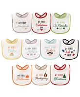 Hudson Baby Festive Holiday Bibs, 10-Pack, 10 Holidays, One Size