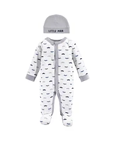 Luvable Friends Baby Boys Cotton Preemie Snap Sleep and Play Cap 2pc Set, Anchor,