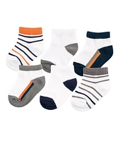 Yoga Sprout Baby Boys Socks, Orange Charcoal 6-Pack, 0-6 Months