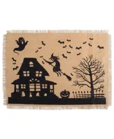 Design Imports Haunted House Print Burlap Placemat, Set of 4