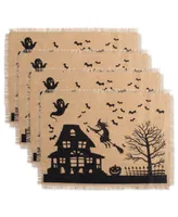 Design Imports Haunted House Print Burlap Placemat, Set of 4