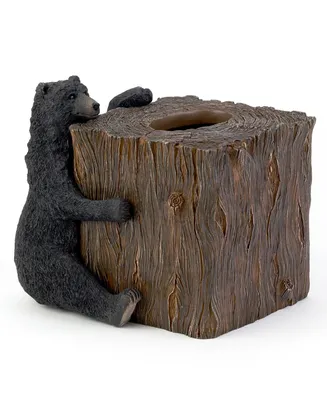 Avanti Black Playful Bears Lodge Resin Tissue Box Cover