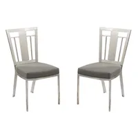 Cleo Contemporary Dining Chair In Gray and Stainless Steel - Set of 2