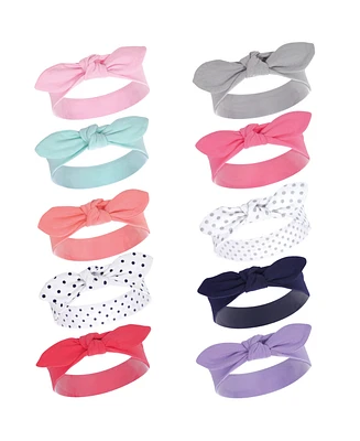 Hudson Baby Girls Cotton Headbands 10pk
