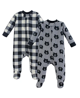 Yoga Sprout Baby Boys or Baby Girls Fleece Coveralls, Sleep and Play, Pack of 2