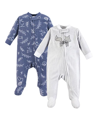Yoga Sprout Baby Boys Fleece Zipper Sleep and Play 2pk, Months