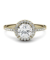 Moissanite Round Halo Ring (1-1/3 ct. t.w. Diamond Equivalent) 14k Gold or White Rose