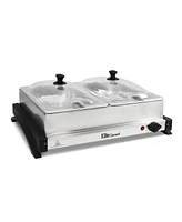 Elite Gourmet 5Qt. Dual Buffet Server Food Warmer with Temperature Control and Clear Slotted Lids