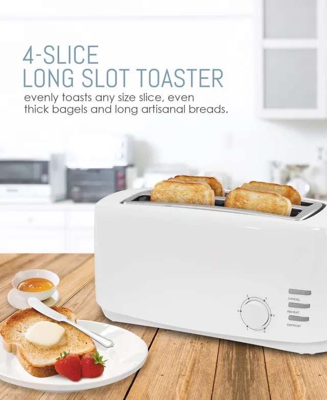 Elite Gourmet Elite Cuisine 4-Slice Long Slot Toaster, 6 Toast Settings,  Slide Out Crumb Tray, Extra Wide 1.5 Slots for Bagels - Macy's