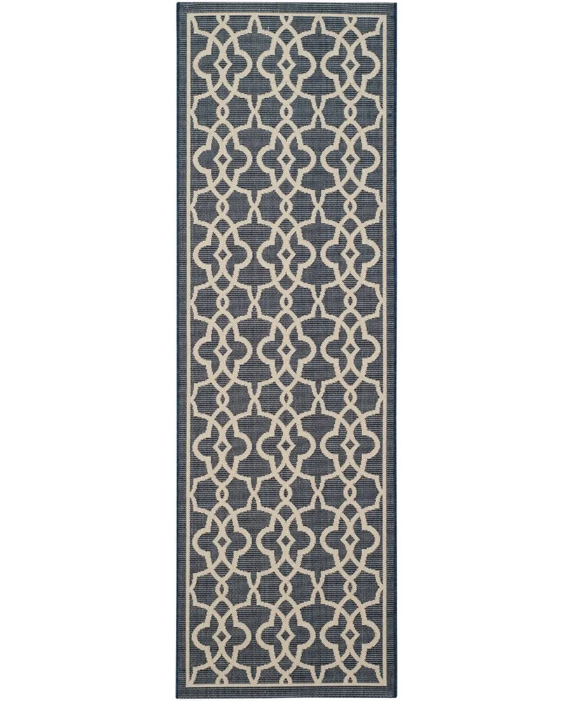 Safavieh Courtyard CY6071 Navy and Beige 2'7" x 8'2" Sisal Weave Runner Outdoor Area Rug