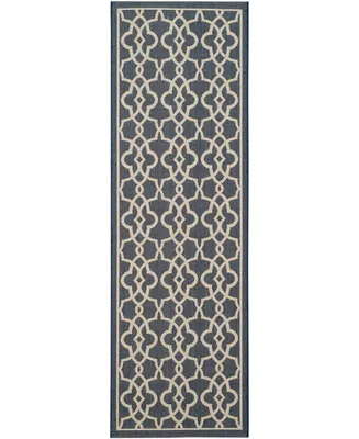 Safavieh Courtyard CY6071 Navy and Beige 2'7" x 8'2" Sisal Weave Runner Outdoor Area Rug