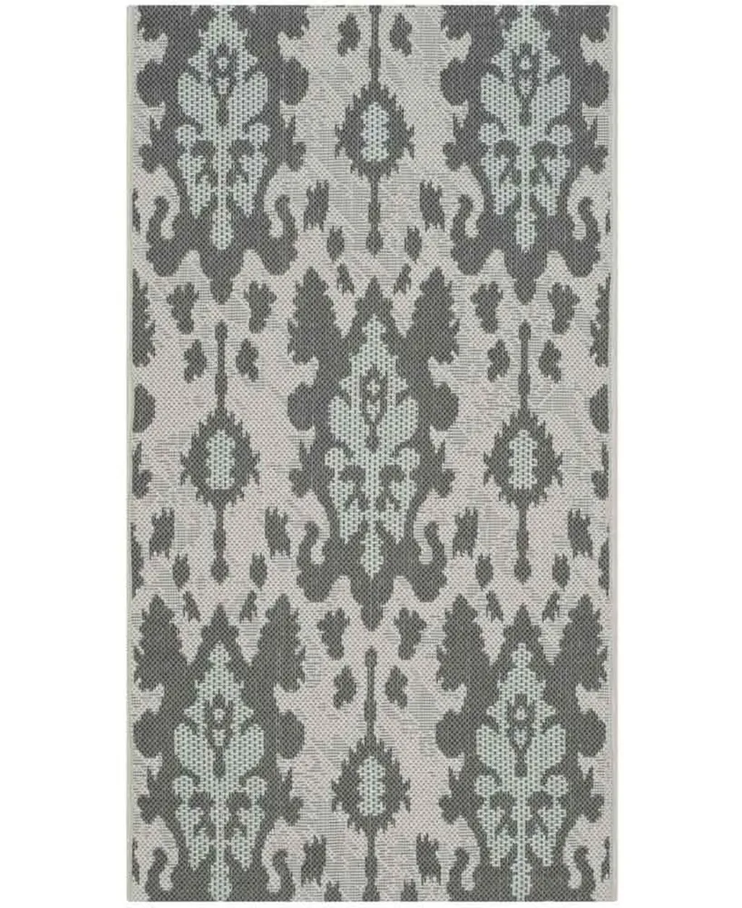 Safavieh Courtyard CY7276 Ltgy Anthracite and Aqua Weft 2' x 3'7" Sisal Weave Outdoor Area Rug