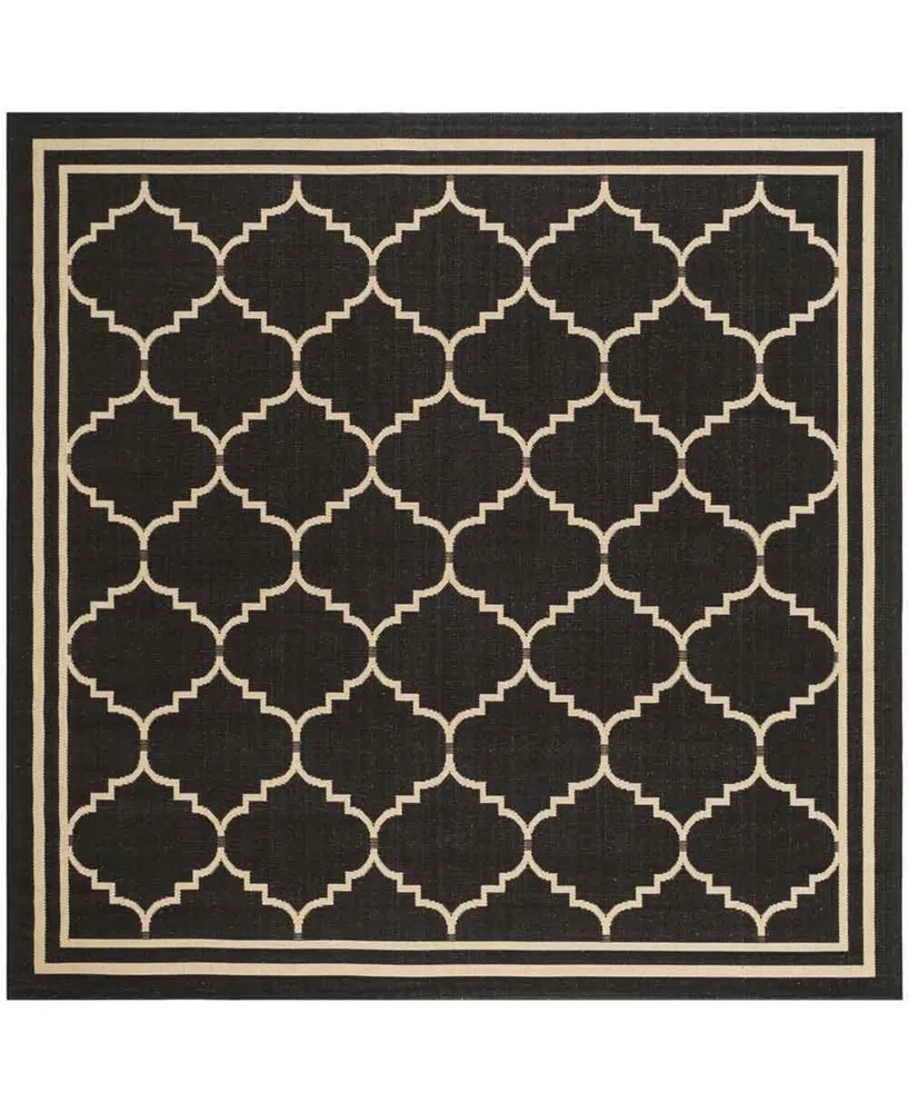 Safavieh Courtyard CY6889 Black and Creme 6'7" x 6'7" Sisal Weave Square Outdoor Area Rug