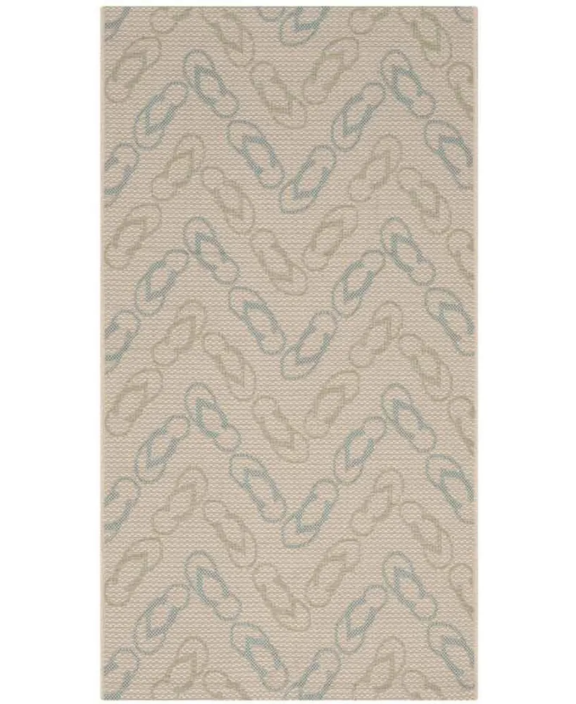 Safavieh Courtyard CY7420 Beige and Aqua 2'7" x 5' Sisal Weave Outdoor Area Rug