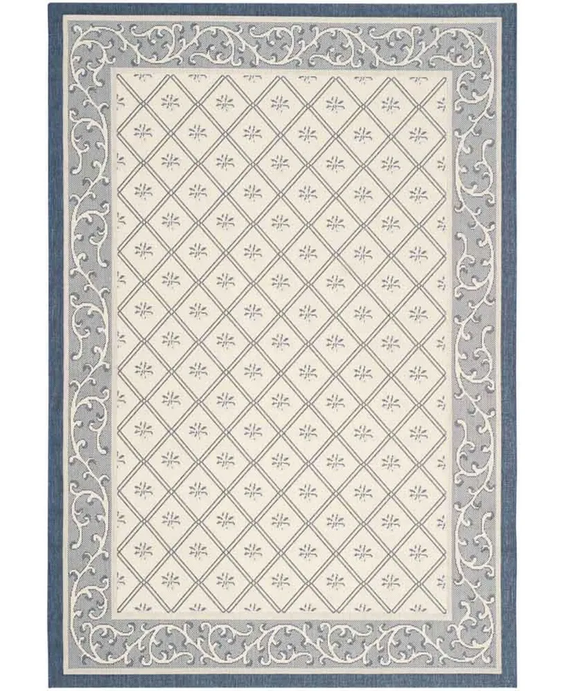 Safavieh Courtyard CY7427 Beige and Navy 5'3" x 7'7" Sisal Weave Outdoor Area Rug