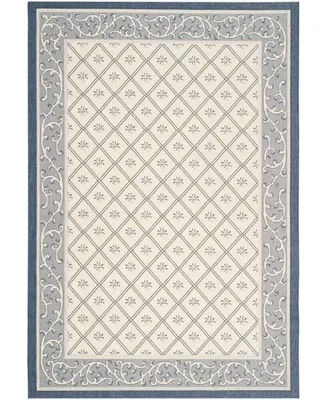 Safavieh Courtyard CY7427 Beige and Navy 5'3" x 7'7" Sisal Weave Outdoor Area Rug