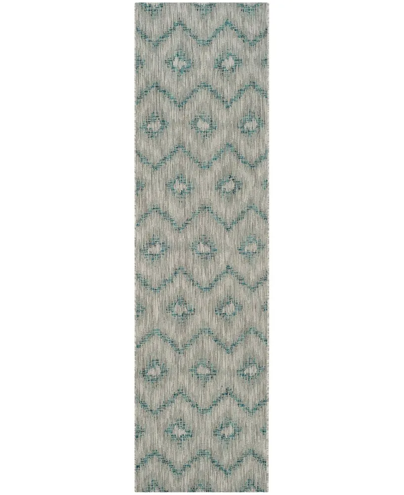 Safavieh Courtyard CY8463 Grey and Blue 2'3" x 12' Runner Outdoor Area Rug