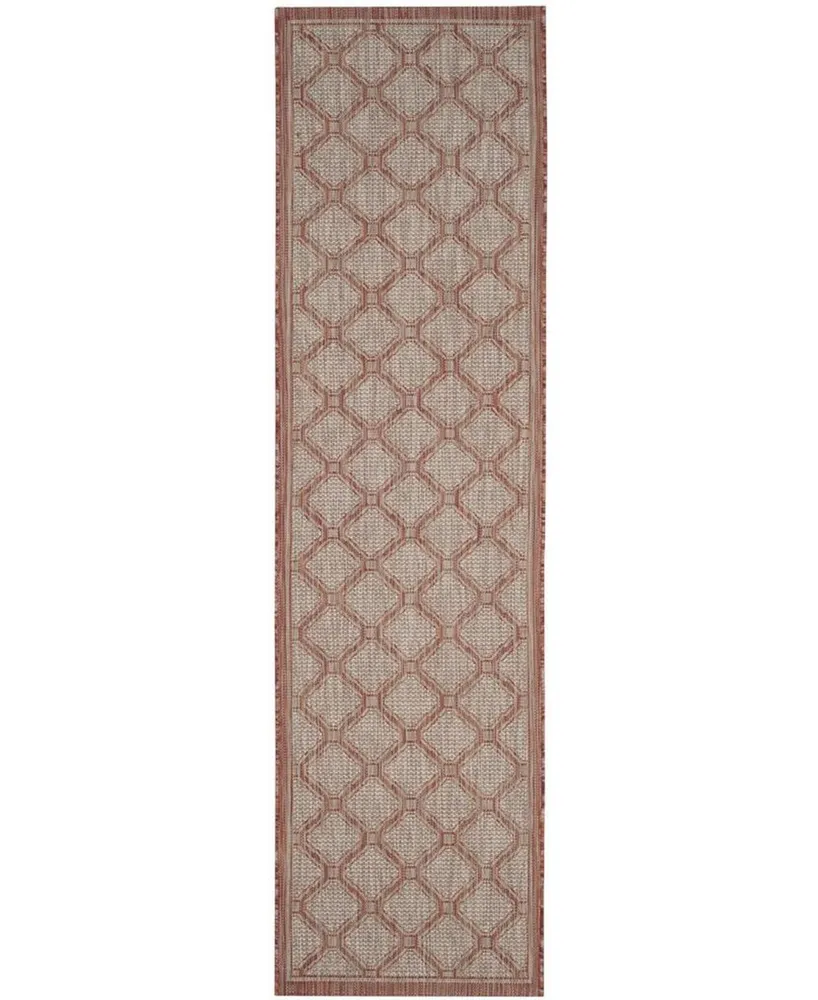 Safavieh Courtyard CY8474 Red and Beige 2'3" x 12' Sisal Weave Runner Outdoor Area Rug