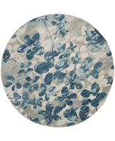 Safavieh Evoke EVK236 Gray and Light Blue 6'7" x 6'7" Round Area Rug