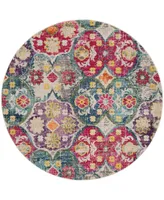 Safavieh Monaco MNC248 Gray and Fuchsia 6'7" x 6'7" Round Area Rug