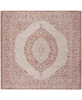 Safavieh Courtyard CY8751 Light Beige and Terracotta 6'7" x 6'7" Sisal Weave Square Outdoor Area Rug