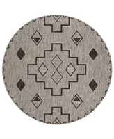 Safavieh Courtyard CY8533 Gray and Black 6'7" x 6'7" Round Outdoor Area Rug