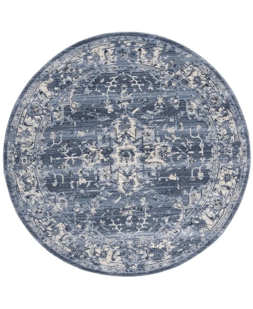 Safavieh Charleston CHL411 Navy and Creme 6'7" x 6'7" Round Area Rug