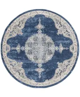 Safavieh Brentwood BNT867 Navy and Light Gray 6'7" x 6'7" Round Area Rug