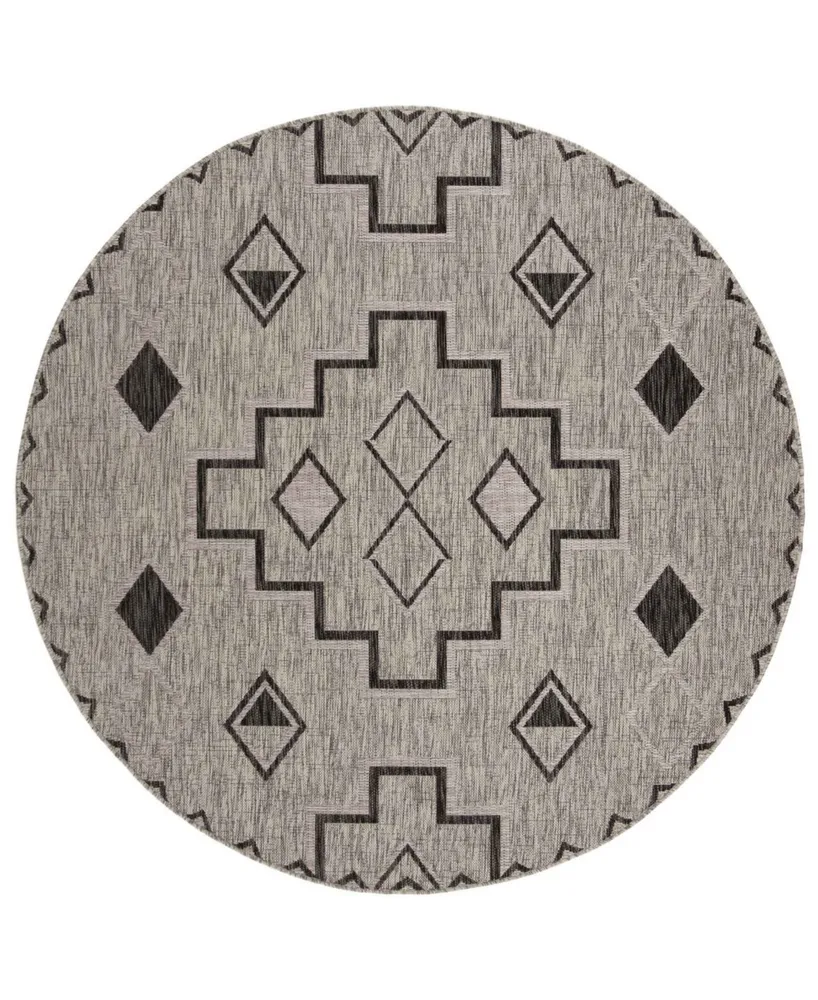 Safavieh Courtyard CY8533 Gray and Black 5'3" x 5'3" Round Outdoor Area Rug