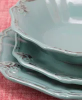 Elama Fleur De Lys 20 Piece Dinnerware Set in Turquoise