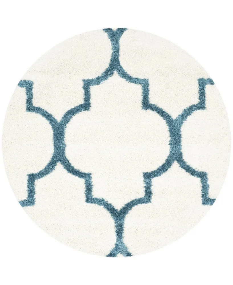 Safavieh Shag Kids SGK566 Ivory and Blue 6'7" x 6'7" Round Area Rug